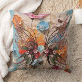 ウッドシバタフライ&フラワーズ2装飾用クッション クッション (ブランケット)