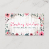 ウッドシャビー素朴シックなピンクローズアネモンフローラ 名刺 (正面)