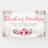 ウッドシャビー素朴シックなピンクローズアネモンフローラ 横断幕 (横)