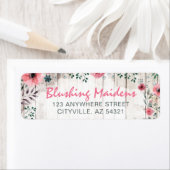 ウッドシャビー素朴シックなピンクローズ差出人住所 ラベル (インサイチュ)