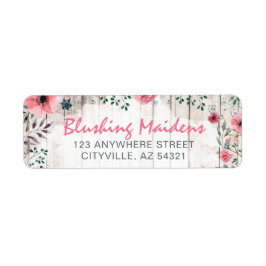 ウッドシャビー素朴シックなピンクローズ差出人住所 ラベル