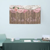 ウッドシャブ素朴ビーのシックなピンクのレース女の子の赤ちゃんシャワー 横断幕 (トレードショー)