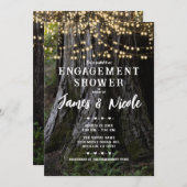 ウッドシーツリーライツフォレスト素朴婚約パーティ 招待状 (正面/裏面)