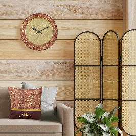 ウッドシーブラウン抽象芸術コスモス大時計 ラージ壁時計