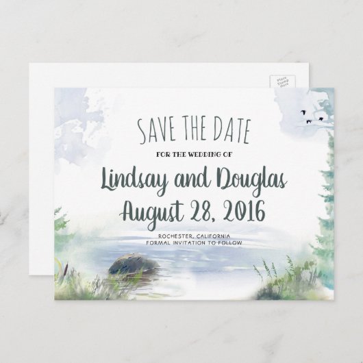 ウッドシーマウンテンズレイクアドベンチャー日付を保存 案内ポストカード (正面/裏面)