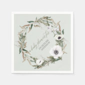 ウッドシーリーフフローラリースアネモネウォーター色 スタンダードカクテルナプキン (正面)