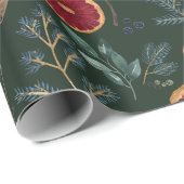 ウッドシ素朴ハンターグリーン乾植物薬 ラッピングペーパー (ロールコーナー)