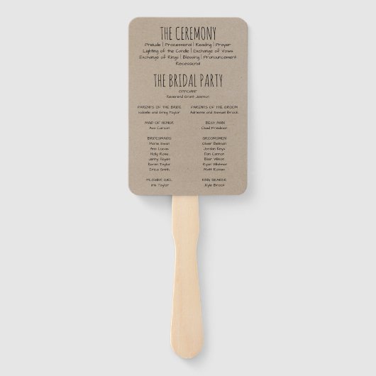 ウッドシ素朴マウンテン結婚式 プログラム ハンドファン (裏面)