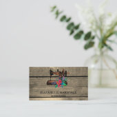 ウッドシ素朴ャビーコテージシック裁縫機バス 名刺 (スタンド正面)