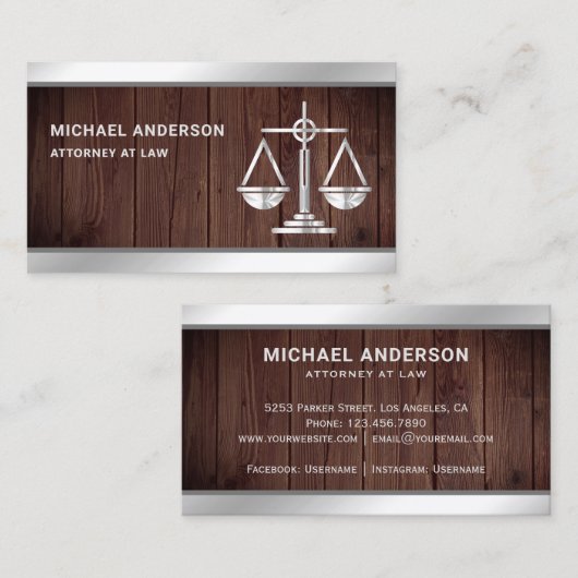 ウッドシ素朴ルバージャスティススケール弁護士弁護士 名刺 (正面/裏面)