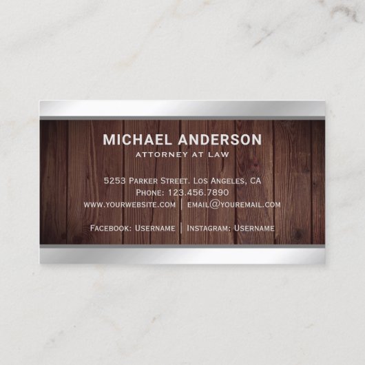 ウッドシ素朴ルバージャスティススケール弁護士弁護士 名刺 (裏面)