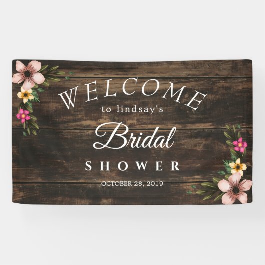 ：ウッドシ素朴ーの国エレガントブライダルシャワー記号 横断幕 (横)