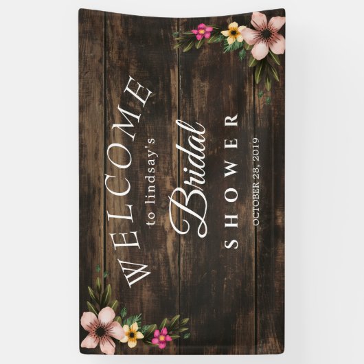 :ウッドシ素朴ーの国エレガントブライダルシャワー記号 横断幕 (縦)