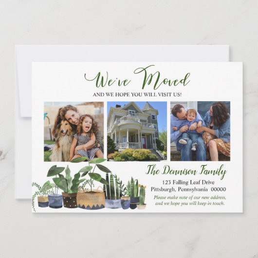 ウッドシ素朴ーの観葉植物の引っ越しました動画 案内状 (正面)