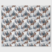 ウッドシ素朴ーディアフォレスト冬のクリスマスホリデー ラッピングペーパー (フラット)