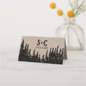 ウッドシ素朴ー山結婚の プレイスカード (裏面)