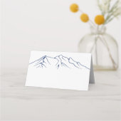 ウッドシ素朴ー山 |ネイビーブルー結婚ズ プレイスカード (正面)