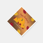 ウッドシ素朴ー感謝祭カボチャ&紅葉 スタンダードカクテルナプキン (角)