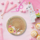 ウッドシ素朴ー水彩フローラブライダルシャワー ペーパープレート (パーティー)