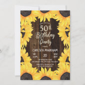 ウッドシ素朴ー・ウッド|ひまわり50th誕生日パーティー 招待状 (正面)