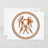 ウッドジェミニ〔占星術の〕十二宮図ツインズアストロロジーサイン ポストカード (正面/裏面)