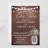 ウッドジプソフィラベビーズブレスメイソンジャイルライト 招待状 (正面)