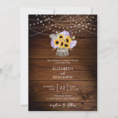 ウッドジャ素朴ンヒマワリあじさいモダンの結婚香り 招待状 (正面)