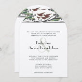 ウッドジーアールヌーボーヴィンテージ鳥の結婚式の招待 招待状 (正面/裏面)