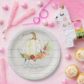 ウッドジー秋の結婚式ホワイトカボチャレッド赤面フローラ ペーパープレート (パーティー)