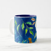 ウッドジー自然ウォーターカラーユーカリ種子リーフアート ツートーンマグカップ (正面左)