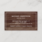 ウッドジ素朴ェット航空機航空機パイロット 名刺 (裏面)