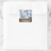 ウッドスクリプトハッピーホリデーズフォト差出人住所 スクエアシール (バッグ)