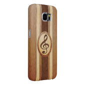 ウッドスタイリッシュフェイクトレブルクレフ、 音符記号インレイ Case-Mate iPhoneケース (裏面/右)