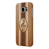 ウッドスタイリッシュフェイクトレブルクレフ、 音符記号インレイ Case-Mate iPhoneケース (裏面左)