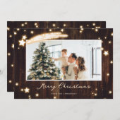 ウッドスター素朴リーフォトメリークリスマスカード シーズンカード (正面/裏面)