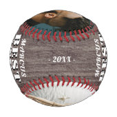 ウッドステ素朴ップ最高のパパ2写真父の日 野球ボール (裏面)