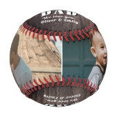 ウッドステ素朴ップ最高のパパ2写真父の日 野球ボール (正面)