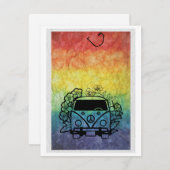 ウッドストックカンパーバンの編カラフル集 – Hippie シーズンカード (正面/裏面)