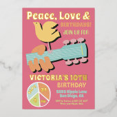 ウッドストックヒッピー誕生日パーティー 箔招待状 (正面)
