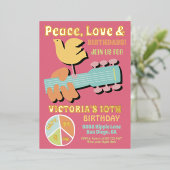 ウッドストックヒッピー誕生日パーティー 箔招待状 (立ち正面)