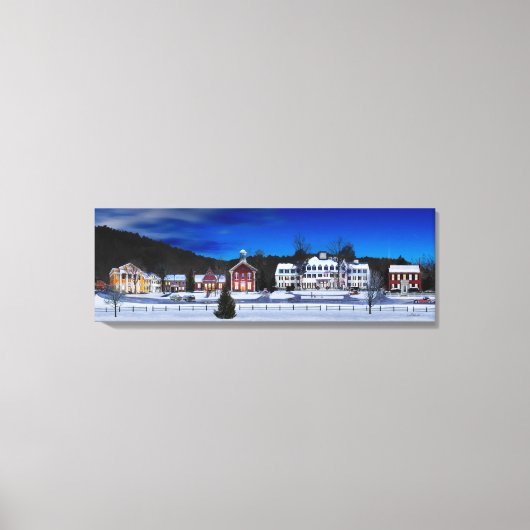 ウッドストック、バーモント冬の夜。 キャンバスプリント (正面)