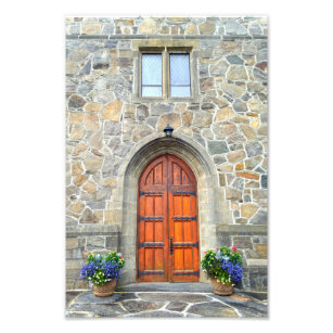 ウッドストック、バーモント、教会の扉 フォトプリント           