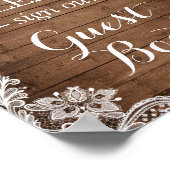 ウッドストリングライツレースサイン素朴ゲストブック ポスター (角)