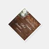 ウッドストリングライトフローラリハーサルディナ結婚ーズ スタンダードカクテルナプキン (角)