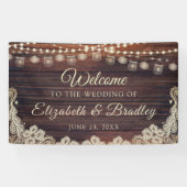 ウッドストリングラ素朴イトジャースアイボリーレース結婚ズ 横断幕