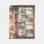 ウッドストリングラ素朴イト8フォトハッピーホリデー フリースブランケット (正面)