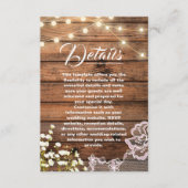 ウッドストリングラ素朴イト&レースの結婚詳細 エンクロージャーカード (正面)