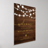 ウッドストリ素朴ングライツフォト結婚ー歓迎 箔ポスター (レイダウン)