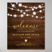 ウッドストリ素朴ングライツフォト結婚ー歓迎 箔ポスター (正面)