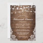 ウッドストリ素朴ングライトのリハ結婚ーサルディナー 招待状 (正面)